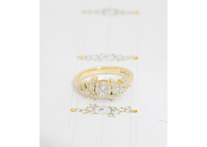 Diamond Cluster Ring, Yellow Gold