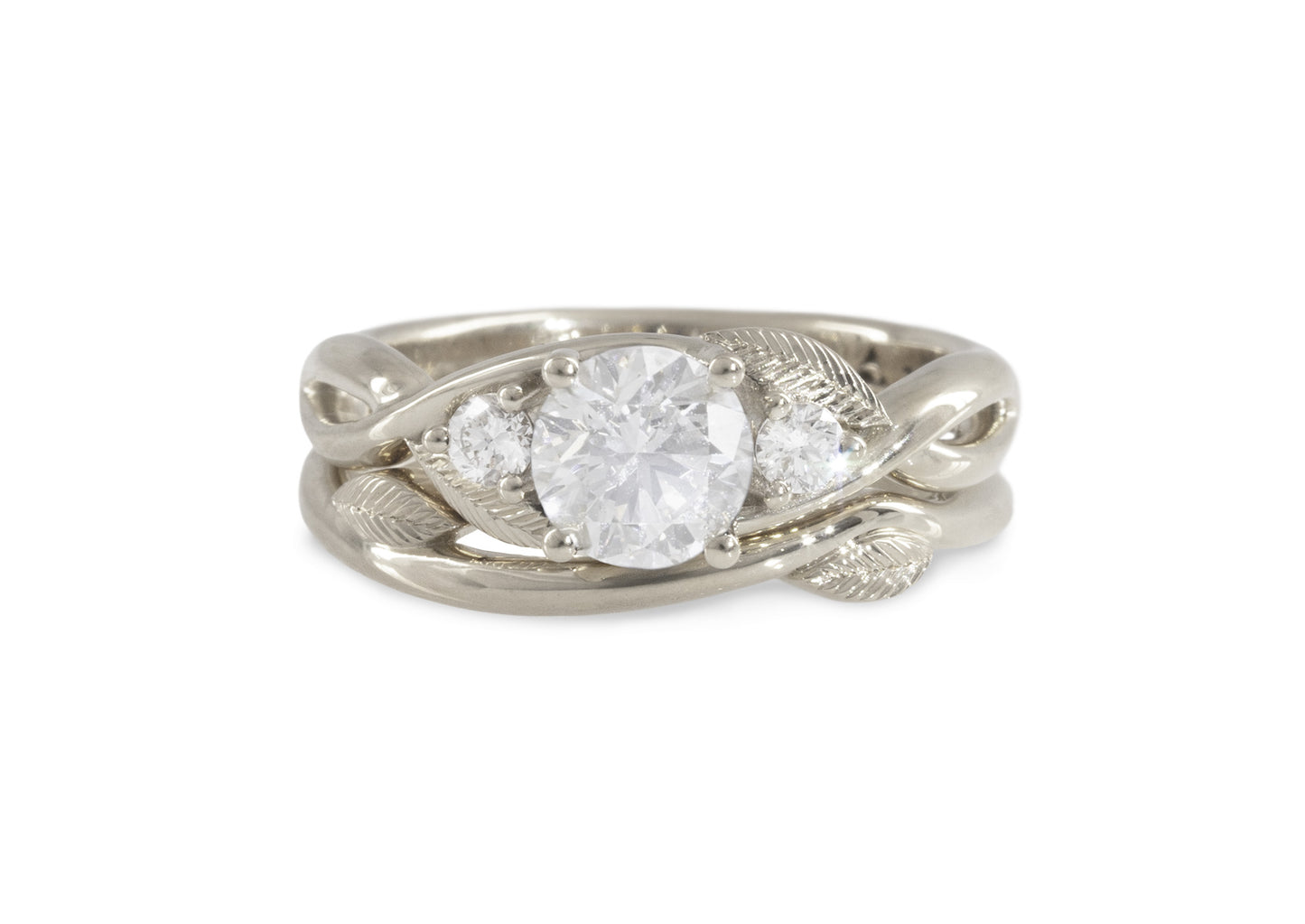 Simple Elvish Vine Wedding Band, White Gold & Platinum
