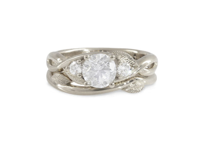 Simple Elvish Vine Wedding Band, White Gold & Platinum