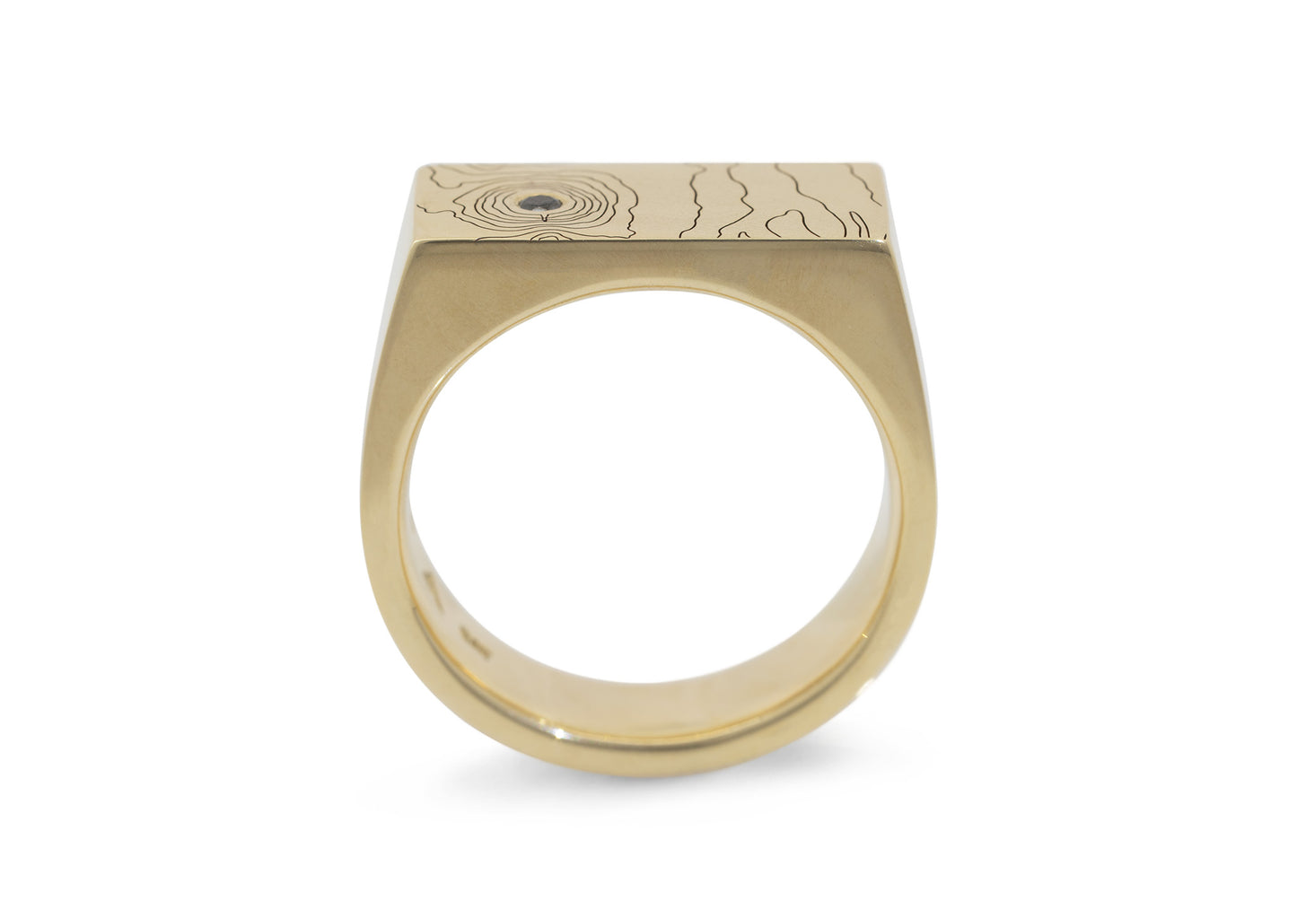 Topographical Map Signet Ring, Yellow Gold