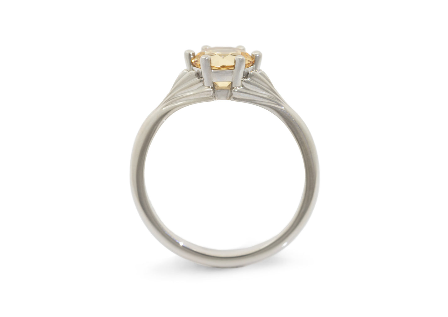 Fluted Six-Prong Gemstone Ring, Platinum