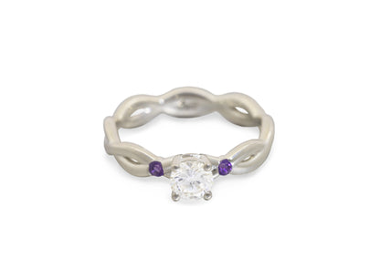 Plaited Three-Stone Diamond Ring, White Gold