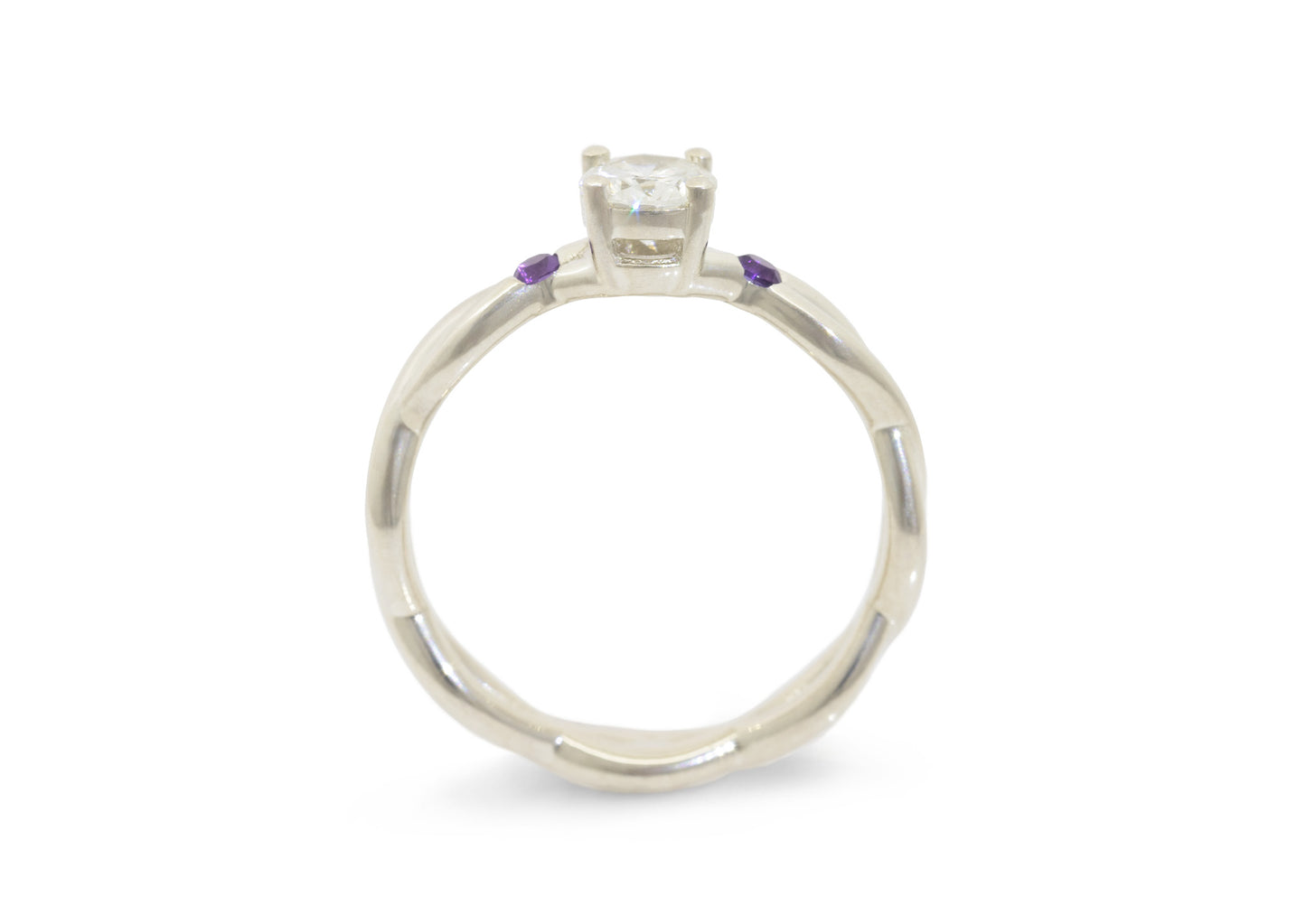 Plaited Three-Stone Diamond Ring, White Gold