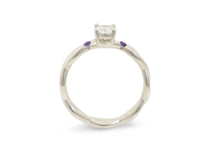 Plaited Three-Stone Diamond Ring, White Gold