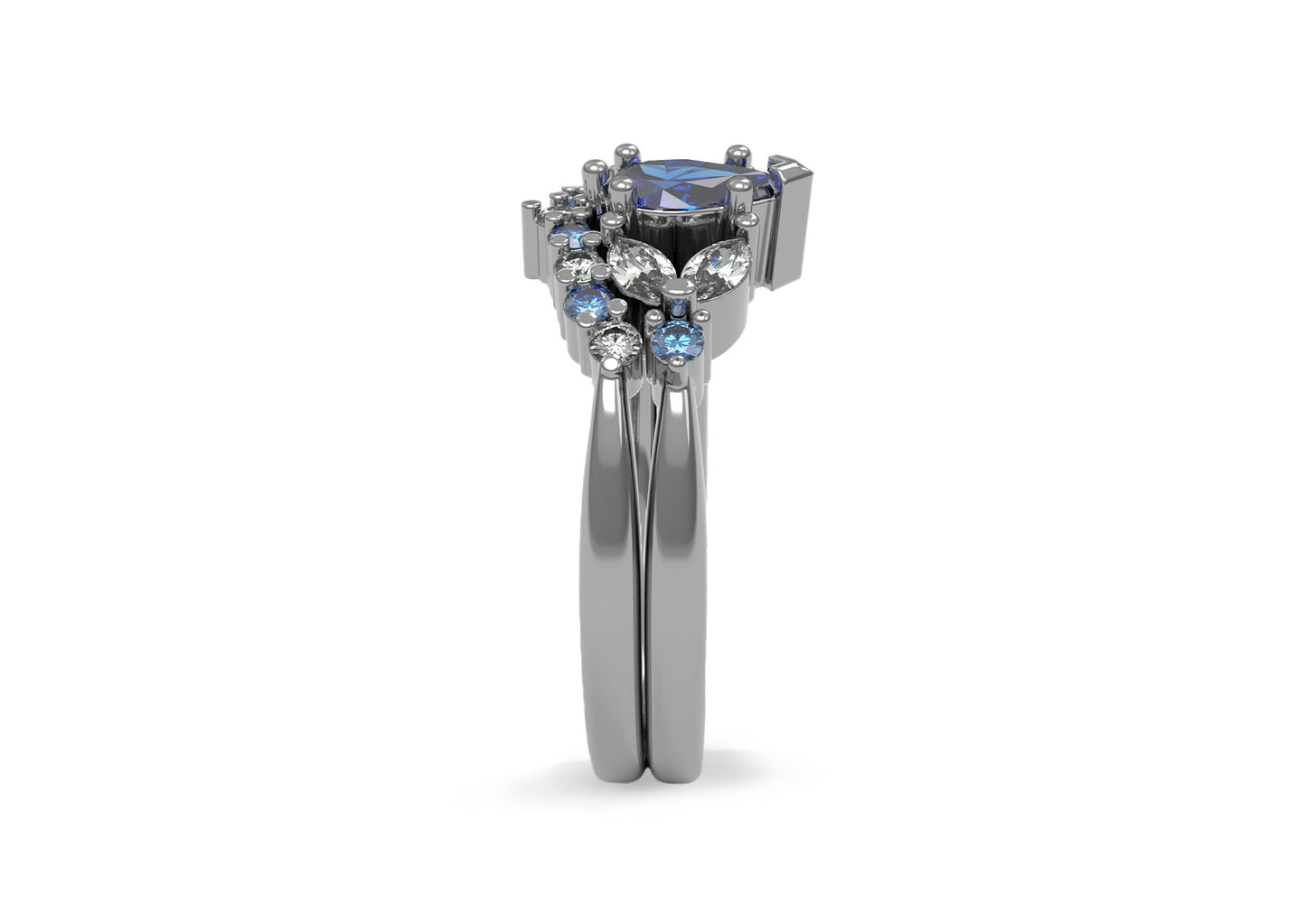 Tanzanite and Diamond Love Set, Platinum