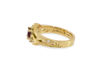 Celestial Elvish Woodland Ring, Yellow Gold