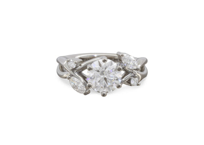 5 Stone Elvish Engagement Ring, Platinum
