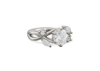 5 Stone Elvish Engagement Ring, Platinum