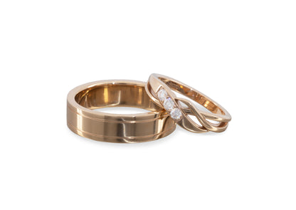 3-Stone Crossover Ring, Red Gold