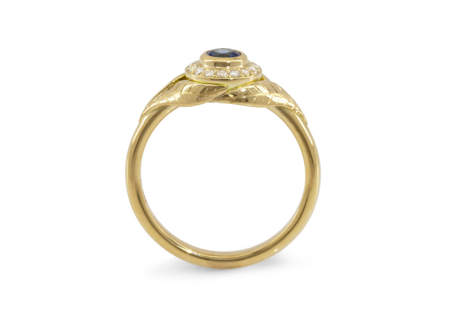 Split-Leaf Halo Solitaire, Yellow Gold