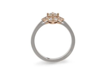 Diamond Flower Ring, White & Red Gold