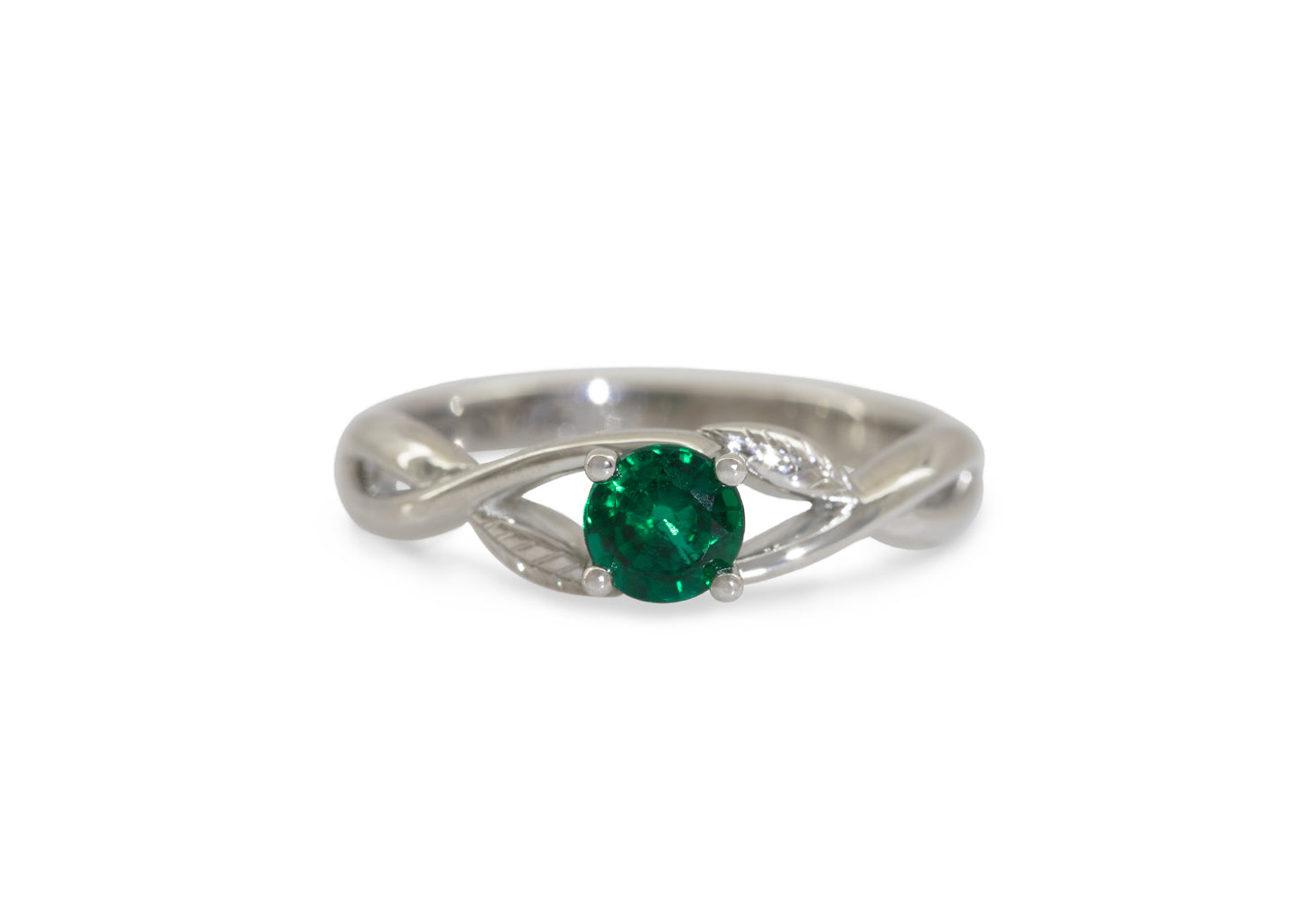 Emerald Vine Ring, Platinum