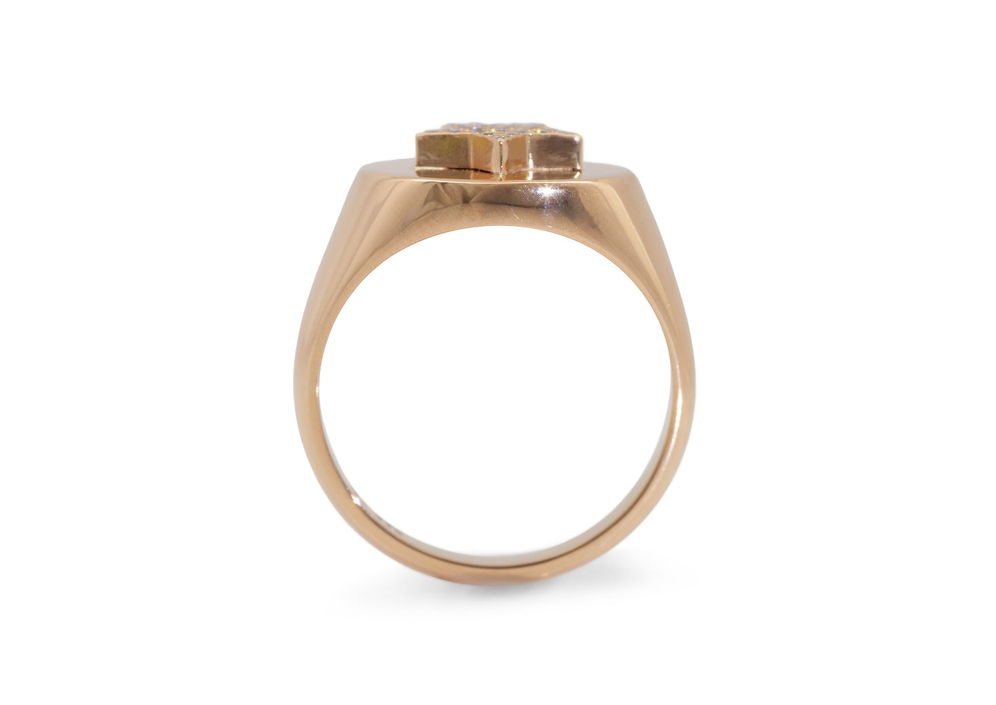 Diamond Star Signet Ring, Red Gold