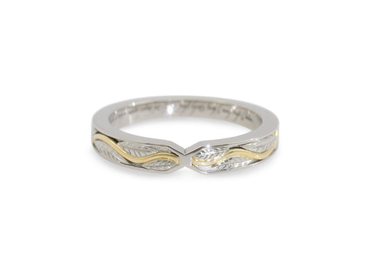Vine Inlay Band, Platinum & Yellow Gold