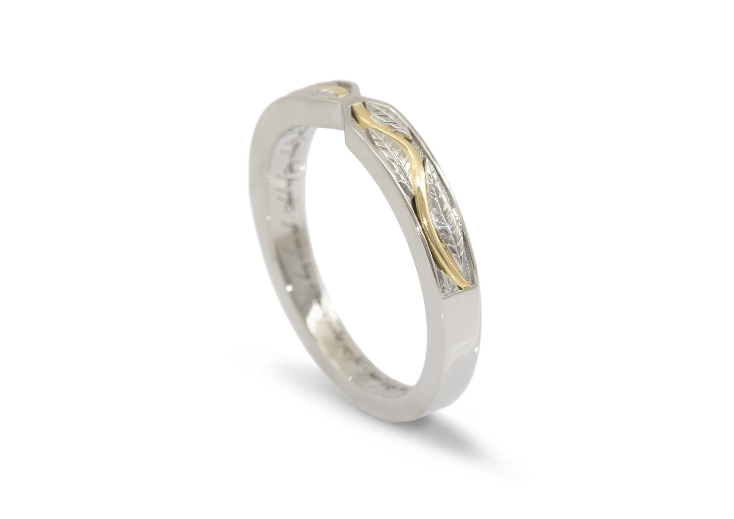 Vine Inlay Band, Platinum & Yellow Gold