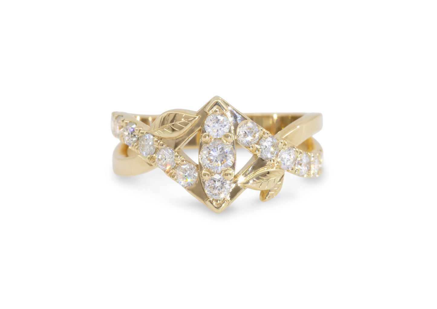 Customised Elvish Woodland Ring, Yellow Gold