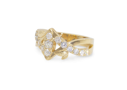 Customised Elvish Woodland Ring, Yellow Gold