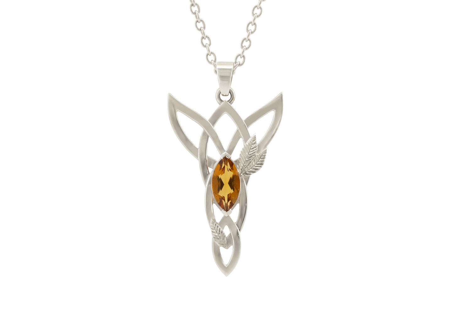 Marquise Gemstone Elvish Woodland Pendant, Sterling Silver