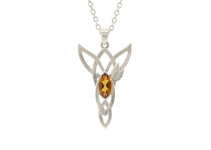 Marquise Gemstone Elvish Woodland Pendant, Sterling Silver