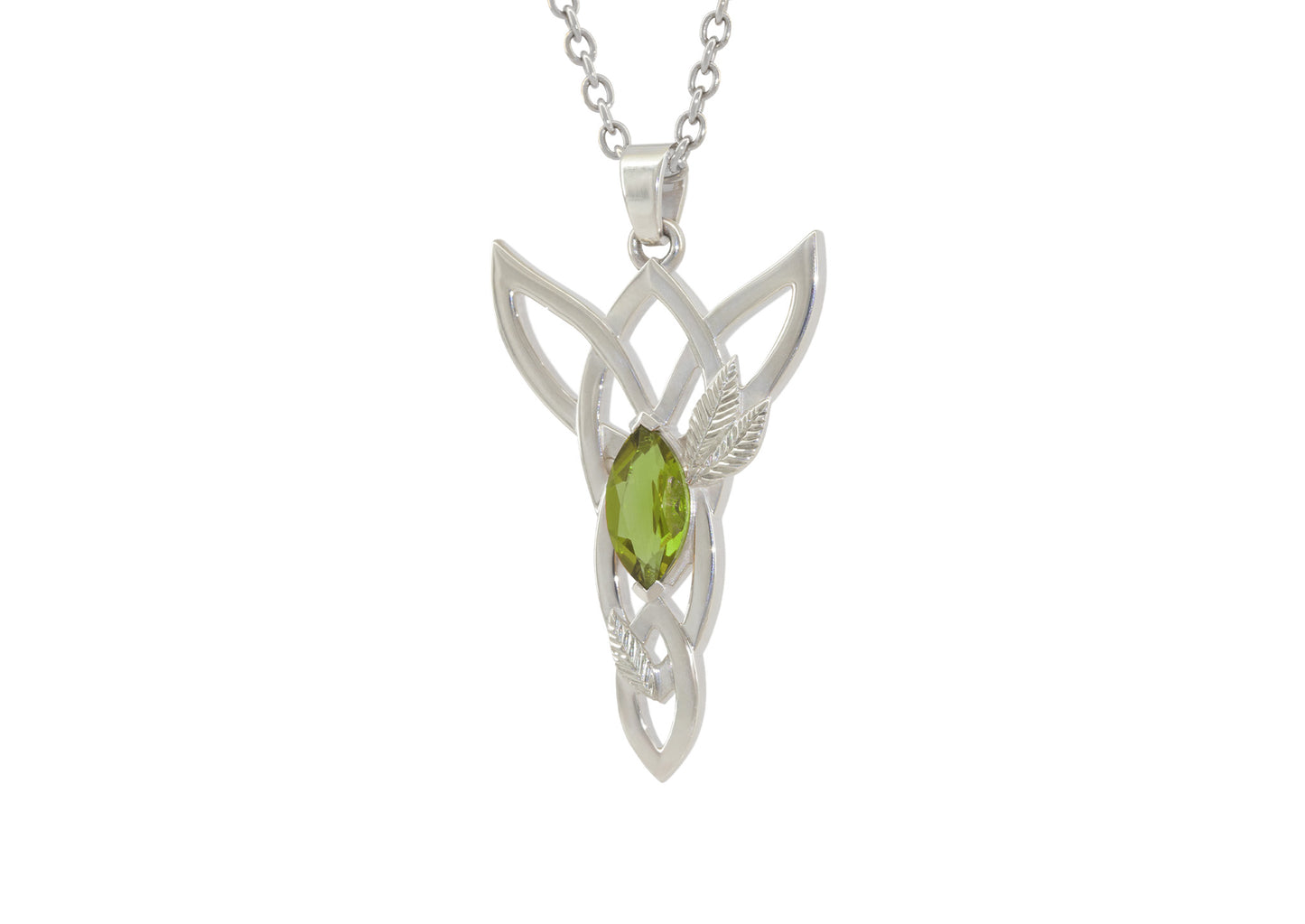 Marquise Gemstone Elvish Woodland Pendant, Sterling Silver