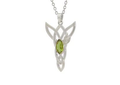 Marquise Gemstone Elvish Woodland Pendant, Sterling Silver