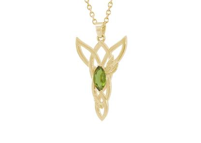 Marquise Gemstone Elvish Woodland Pendant, Yellow Gold