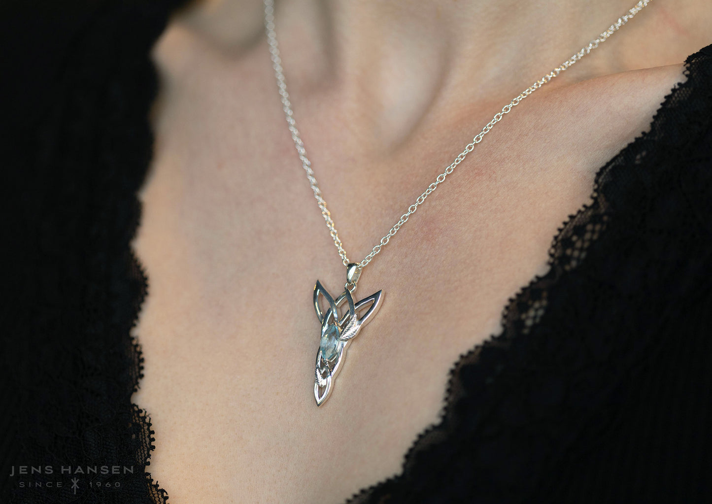 Marquise Gemstone Elvish Woodland Pendant, Sterling Silver