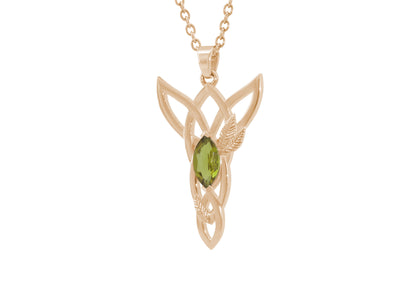 Marquise Gemstone Elvish Woodland Pendant, Red Gold