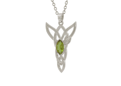 Marquise Gemstone Elvish Woodland Pendant, White Gold & Platinum