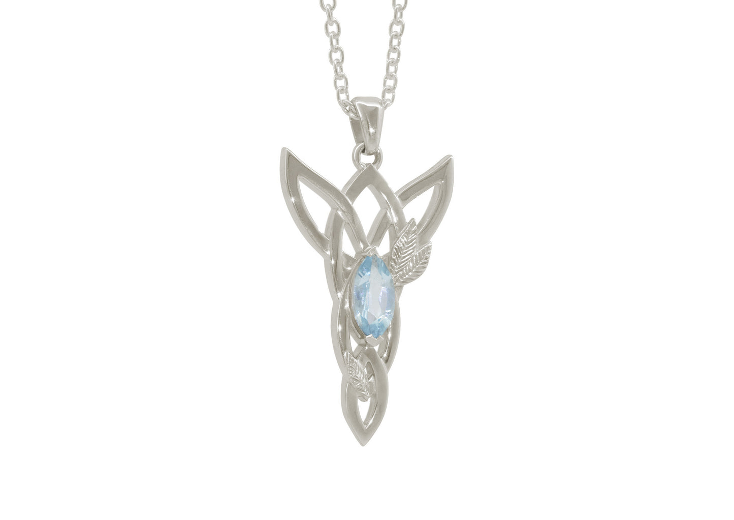 Marquise Gemstone Elvish Woodland Pendant, White Gold & Platinum