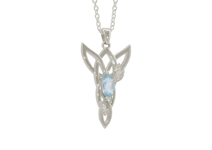 Marquise Gemstone Elvish Woodland Pendant, White Gold & Platinum