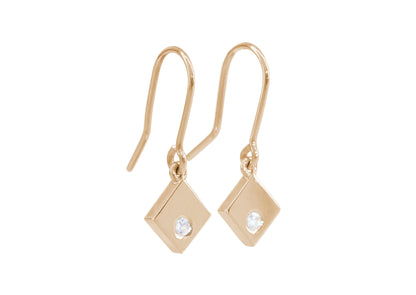 Angled Square Love Stories Diamond Earrings, Red Gold