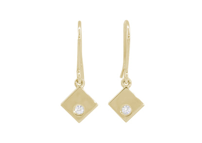 Angled Square Love Stories Diamond Earrings, Yellow Gold