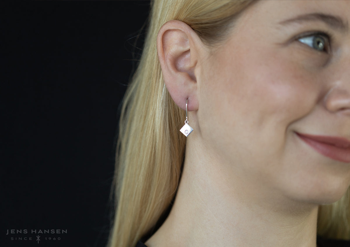 Angled Square Love Stories Diamond Earrings, Sterling Silver