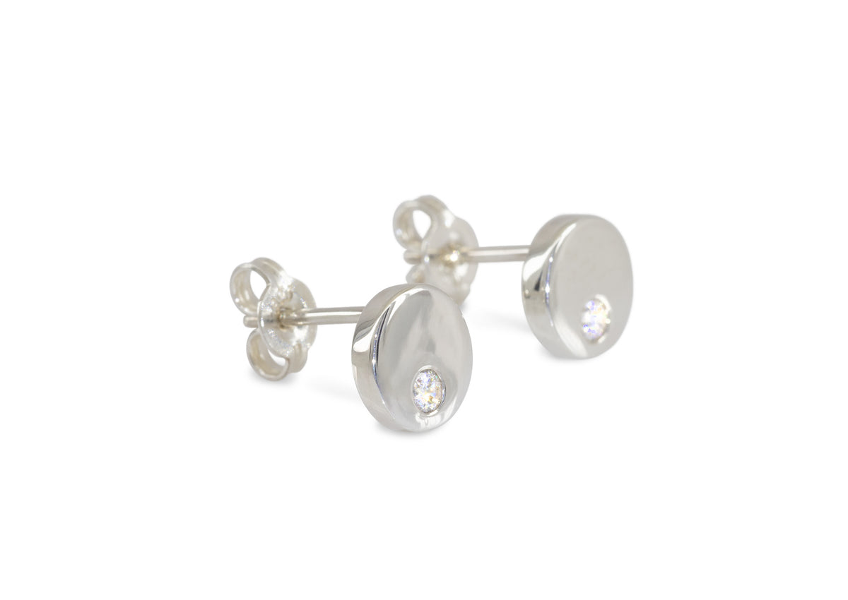 Round Love Stories Diamond Earrings, Sterling Silver