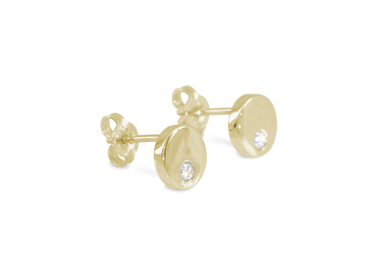 Round Love Stories Diamond Earrings, Yellow Gold
