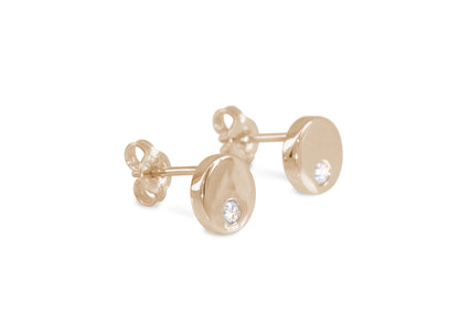 Round Love Stories Diamond Earrings, Red Gold
