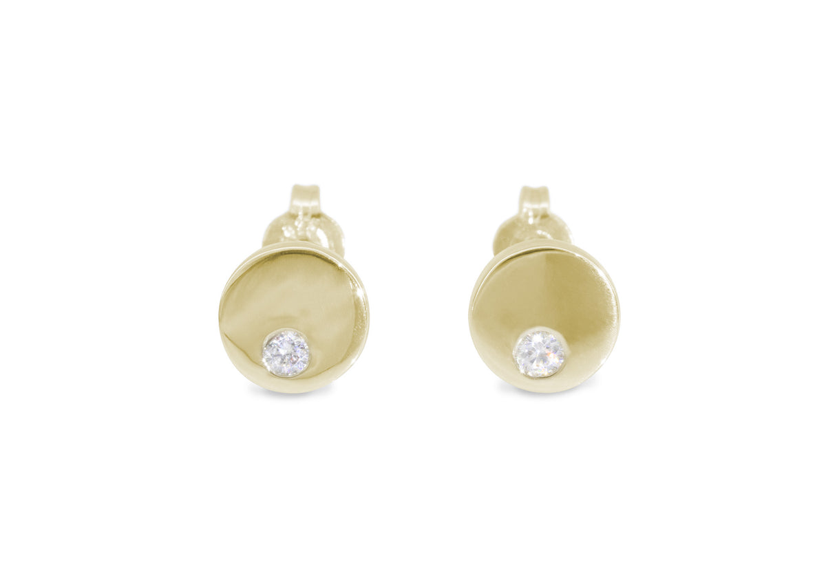 Round Love Stories Diamond Earrings, Yellow Gold