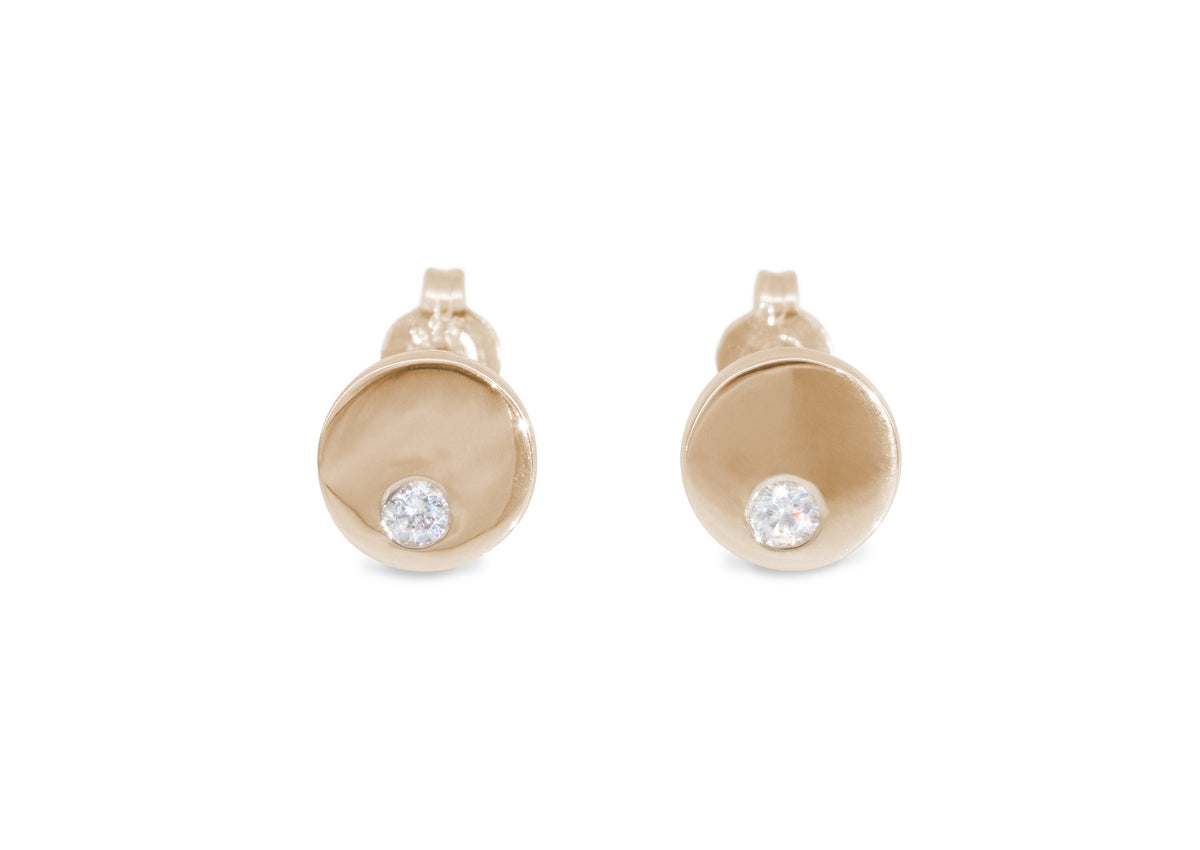 Round Love Stories Diamond Earrings, Red Gold