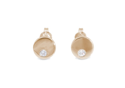 Round Love Stories Diamond Earrings, Red Gold