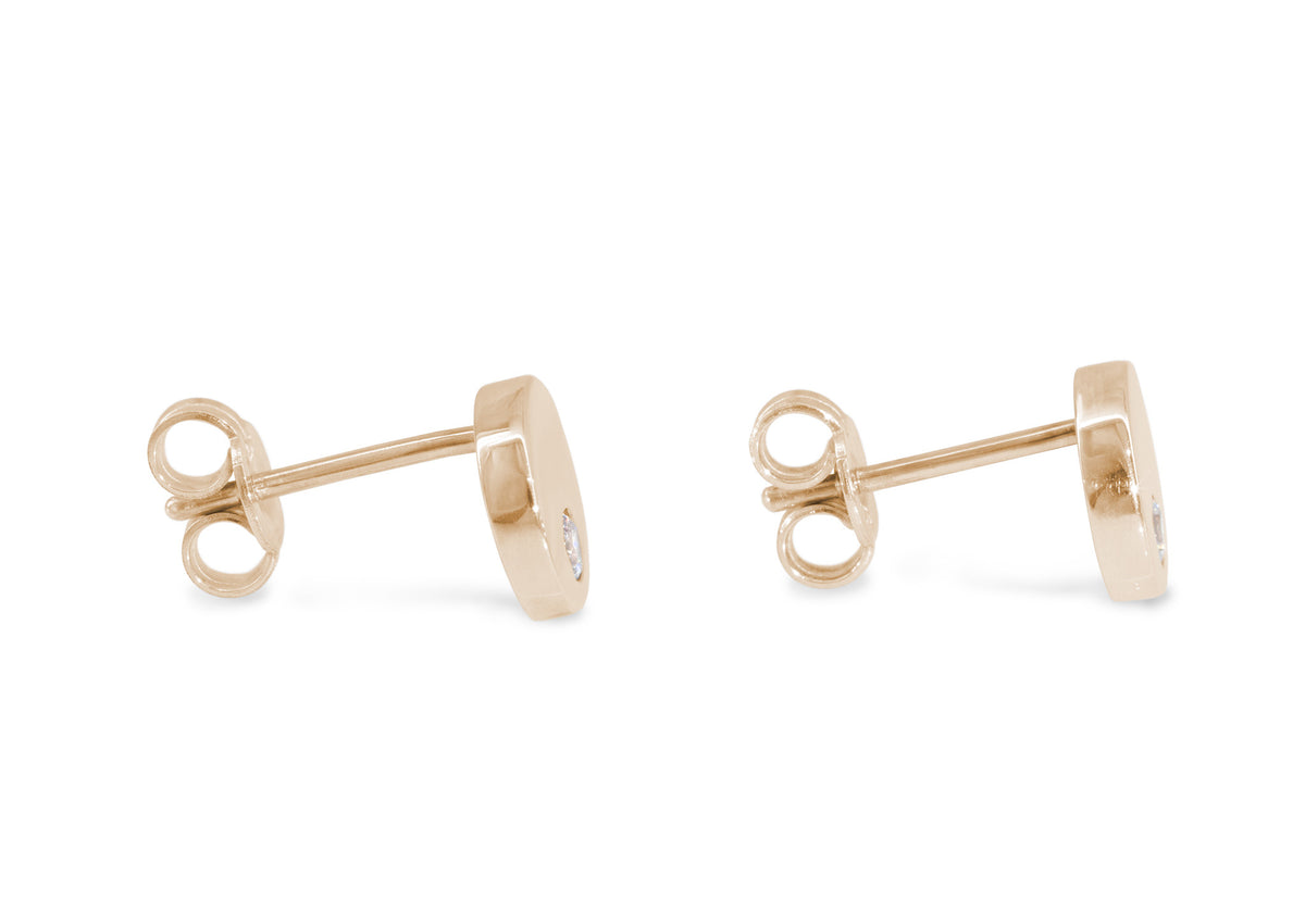 Round Love Stories Diamond Earrings, Red Gold