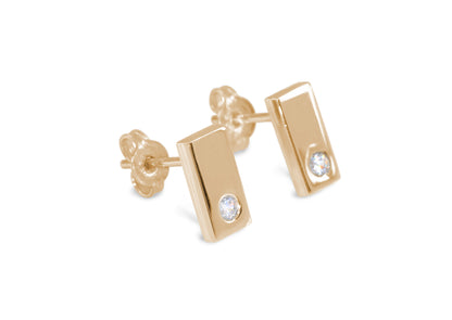 Rectangle Love Stories Diamond Earrings, Red Gold
