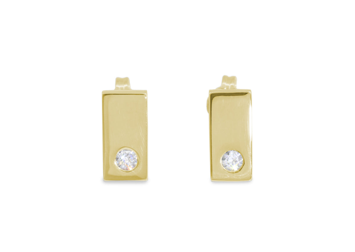 Rectangle Love Stories Diamond Earrings, Yellow Gold