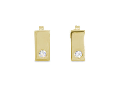 Rectangle Love Stories Diamond Earrings, Yellow Gold