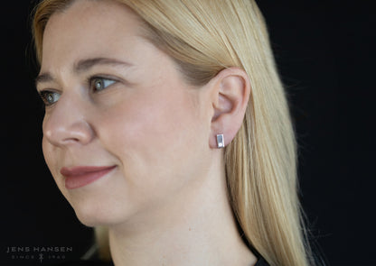 Rectangle Love Stories Diamond Earrings, Sterling Silver