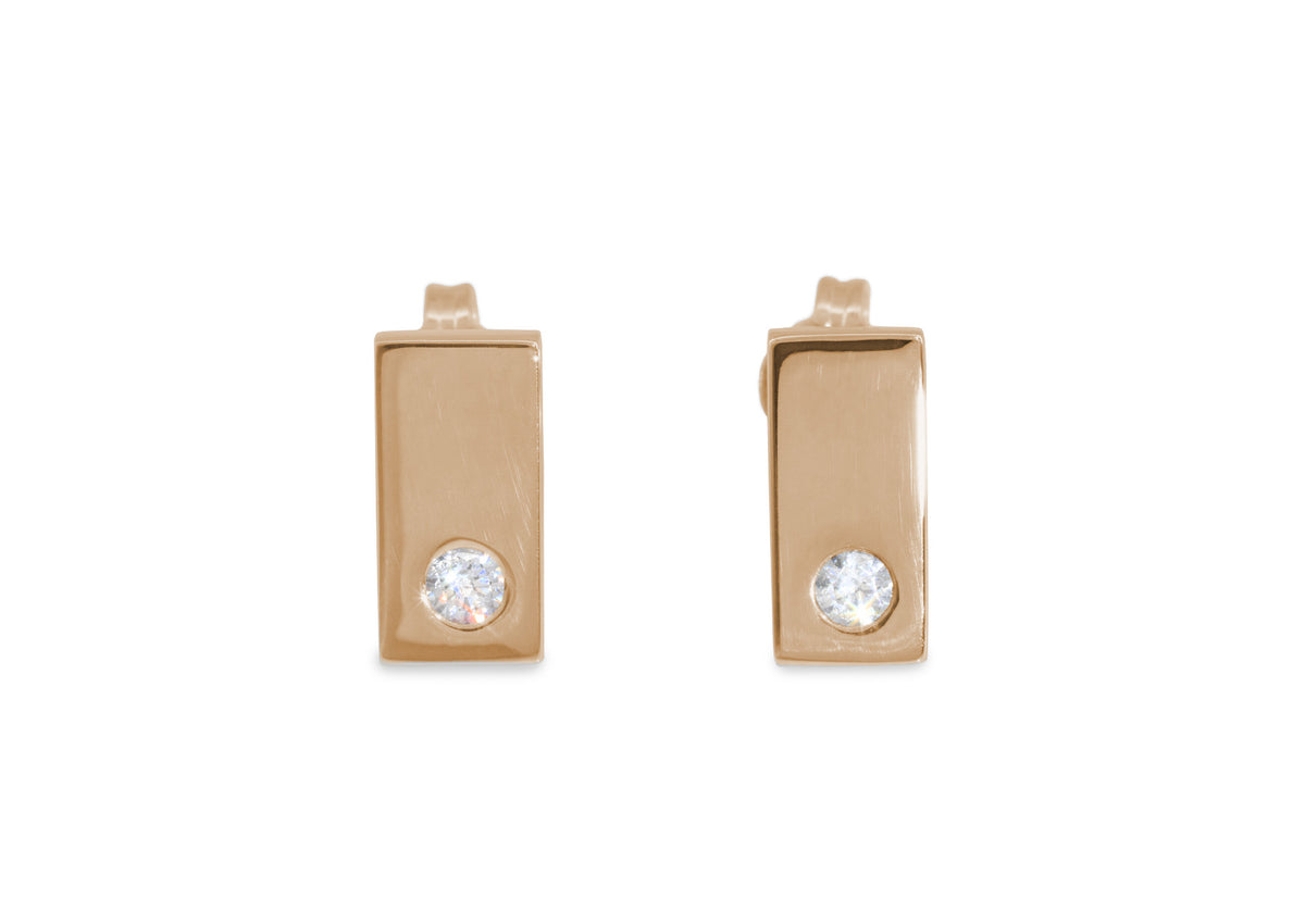 Rectangle Love Stories Diamond Earrings, Red Gold