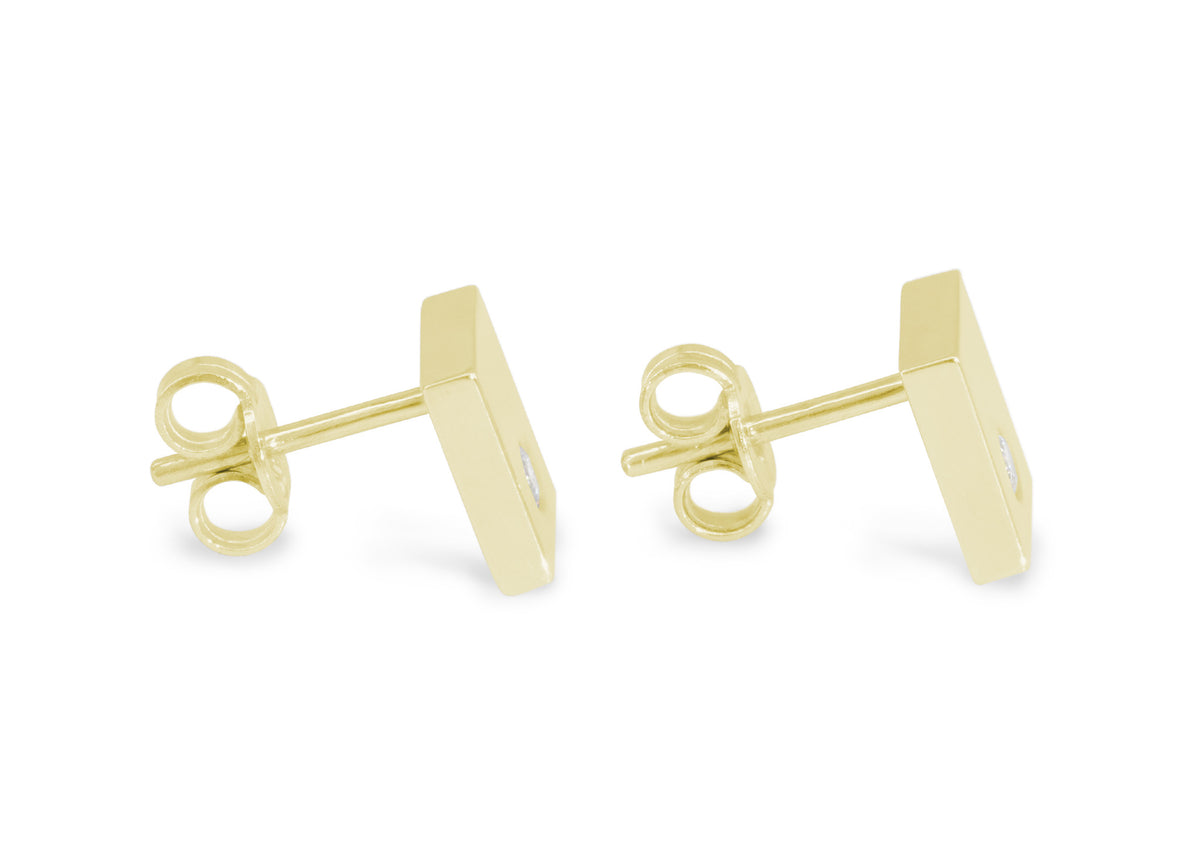 Square Love Stories Diamond Earrings, Yellow Gold