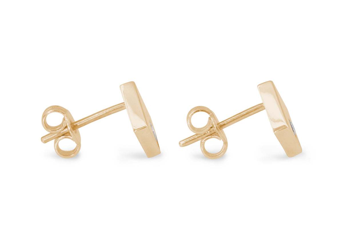 Angled Square Love Stories Diamond Earrings, Red Gold