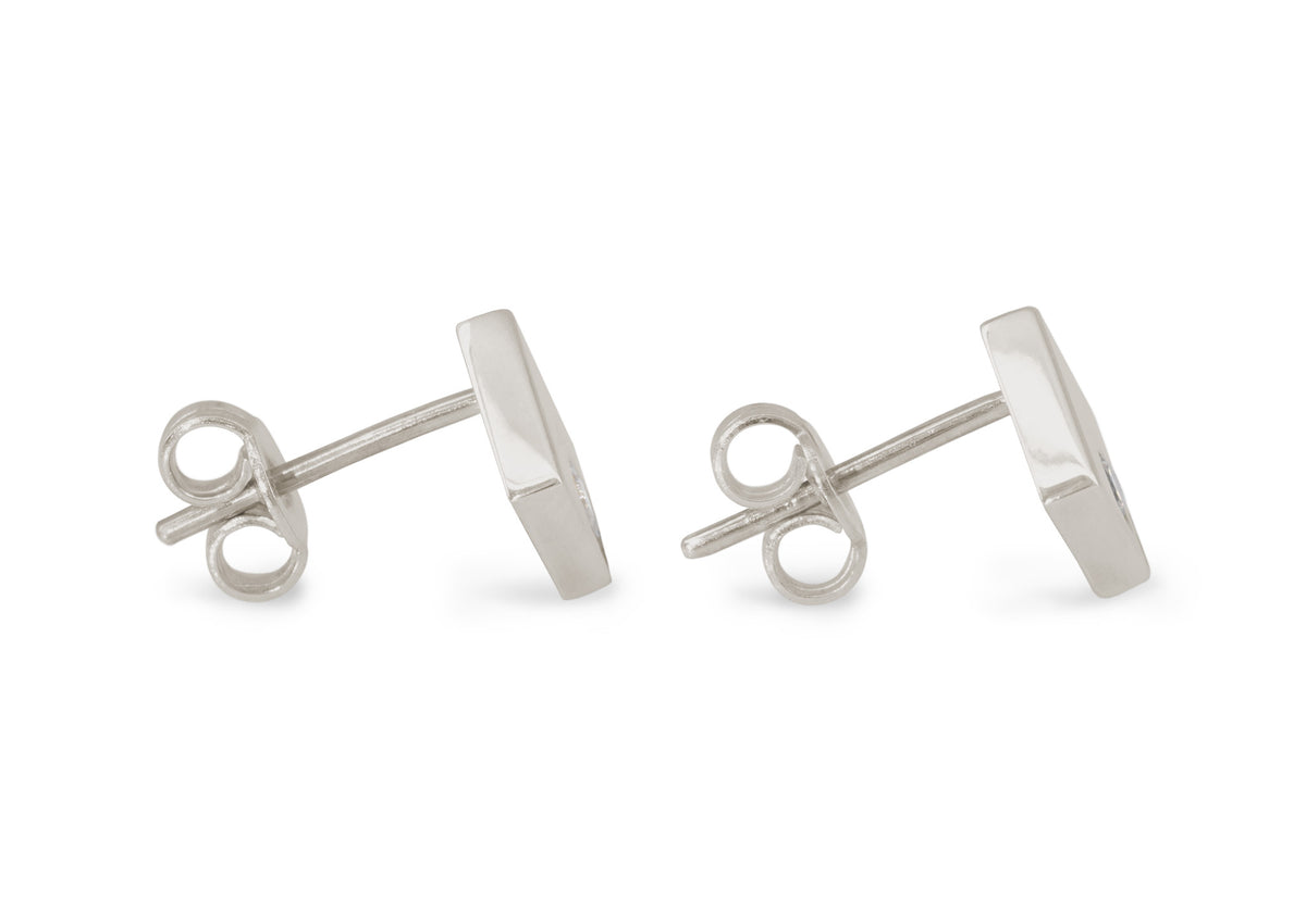 Angled Square Love Stories Diamond Earrings, White Gold & Platinum