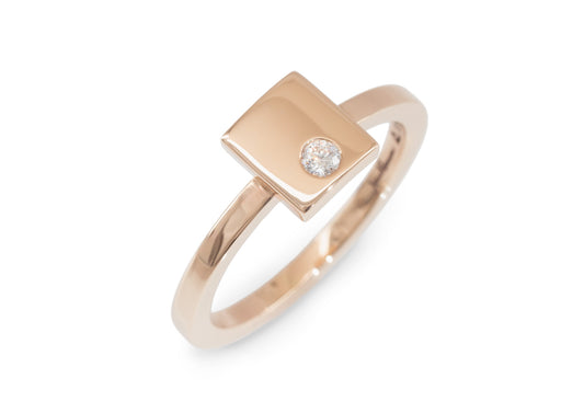 Square Love Stories Stacker Ring, Red Gold